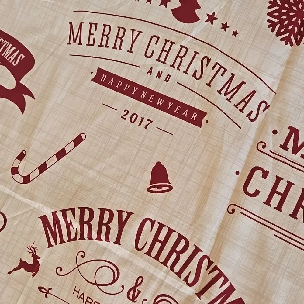 Merry Christmas Shower Curtain Xmas Tree Snowman Elk fabric Rustic Hooks snow